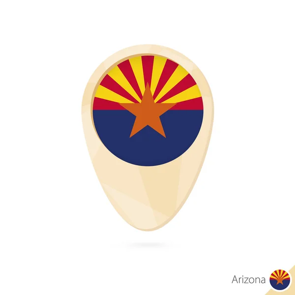 Kaart aanwijzer met vlag van Arizona. Oranje abstracte Kaartpictogram. — Stockvector