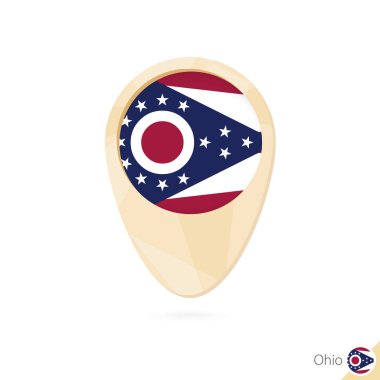 Harita göstergesi Ohio bayrağı ile. Turuncu soyut harita simgesi.