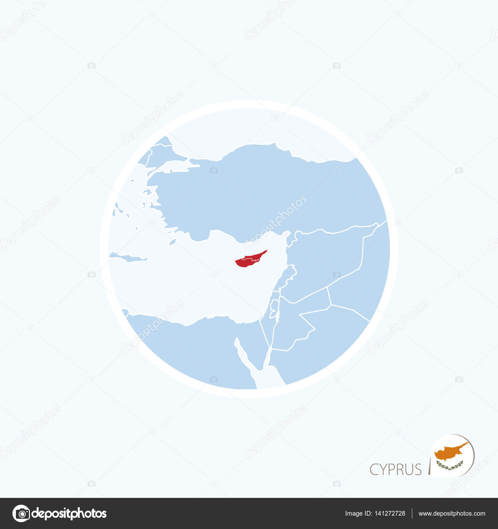 Carte à épingle Avec Drapeau De Chypre Sur La Carte Du Monde