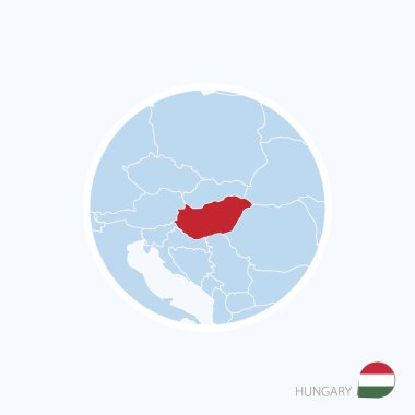 Harita simgesi Macaristan. Vurgulanan Macaristan ile Avrupa'nın mavi harita