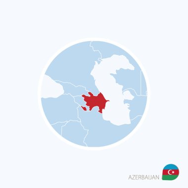 Azerbaycan'ın harita simgesi. Vurgulanan Azerbaycan ile Avrupa'nın mavi harita 