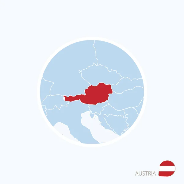 Ícone de mapa da Áustria. Mapa azul da Europa com destaque Áustria — Vetor de Stock