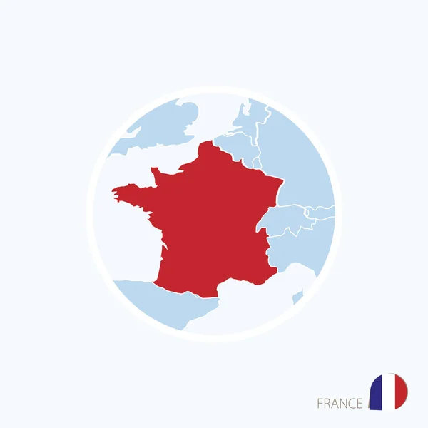 Икона карты Франции. Голубая карта Европы с выделенной Францией — стоковый вектор