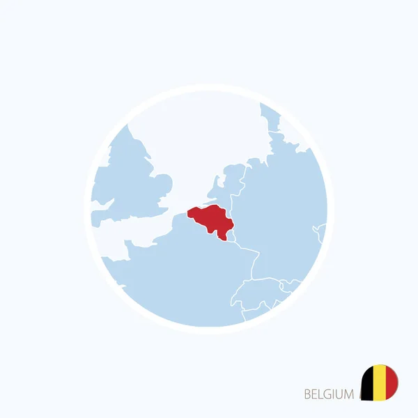 Icône de carte de Belgique. Carte bleue de l'Europe avec la Belgique mise en évidence — Image vectorielle