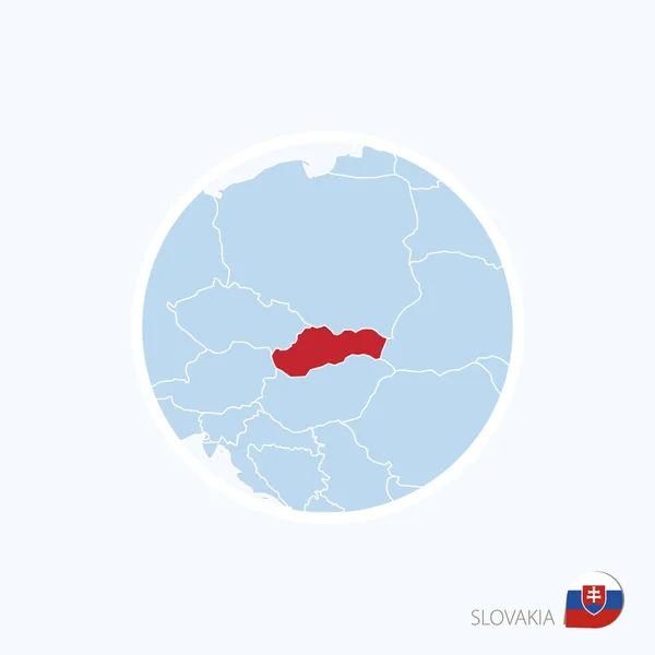Mapa ícone da Eslováquia. Mapa azul da Europa com destaque Eslováquia — Vetor de Stock