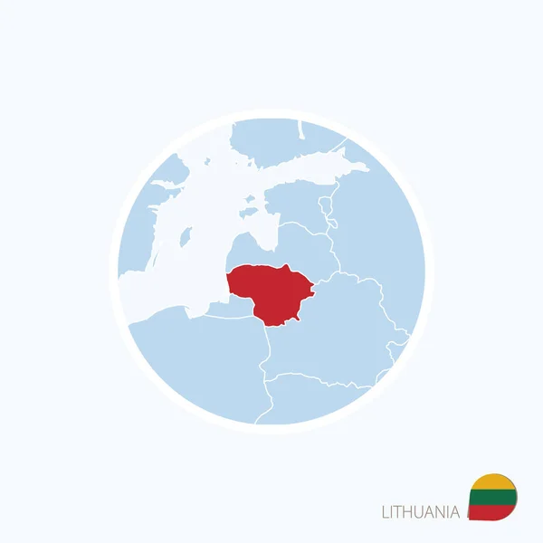 リトアニアの地図アイコン。強調表示されたリトアニアのヨーロッパの青い地図 — ストックベクタ