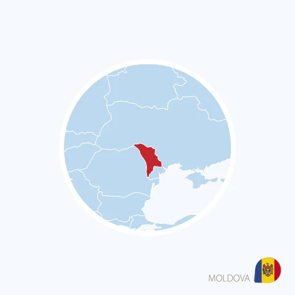 Mapa icono de Moldavia. Mapa azul de Europa con Moldavia resaltada — Archivo Imágenes Vectoriales