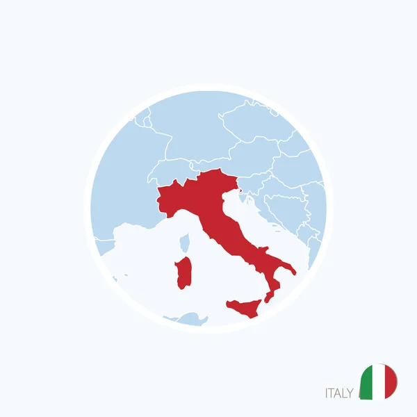 Karta-ikonen i Italien. Blå karta över Europa med markerade Italien — Stock vektor