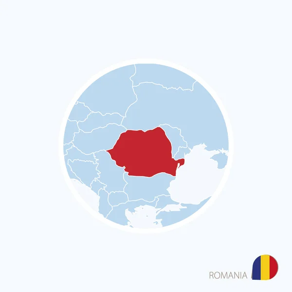 Ícone de mapa da Roménia. Mapa azul da Europa com destaque Roménia — Vetor de Stock