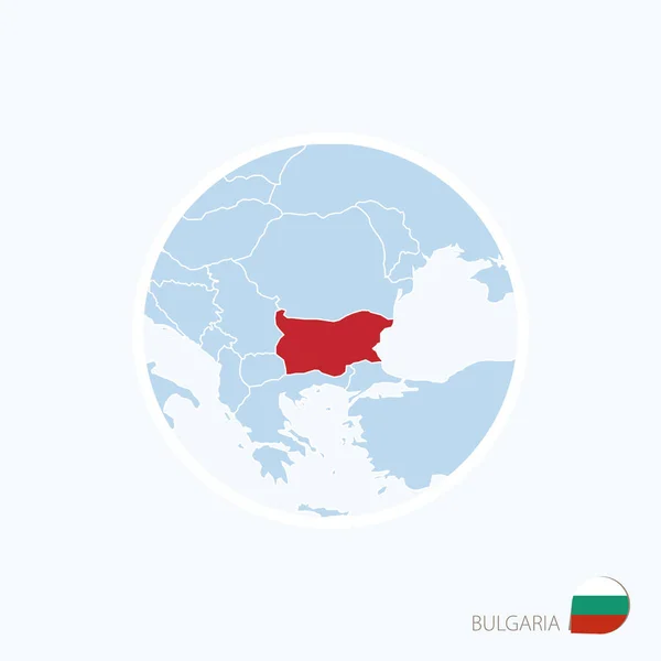 Mapa icono de Bulgaria. Mapa azul de Europa con Bulgaria resaltada — Vector de stock