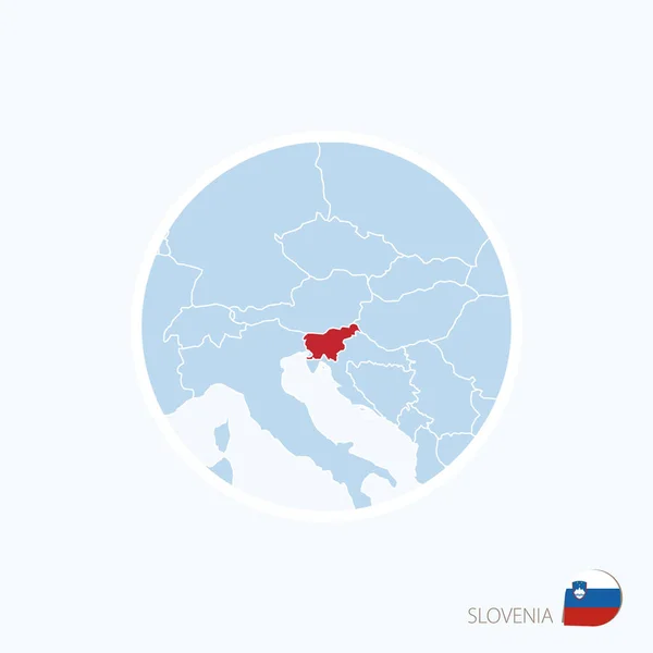 斯洛文尼亚的地图图标。欧洲与突出显示斯洛文尼亚的蓝色地图 — 图库矢量图片
