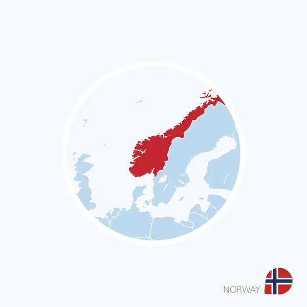 ノルウェーの地図アイコン。強調表示されたノルウェーとヨーロッパの青い地図 — ストックベクタ