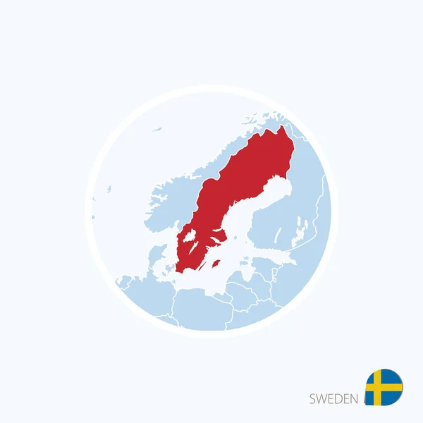 Ikonę mapy Szwecji. Niebieski mapa Europy z podświetloną Szwecja — Wektor stockowy