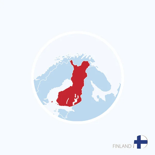 De icoon van de kaart van Finland. Blauwe kaart van Europa met gemarkeerde Finland — Stockvector