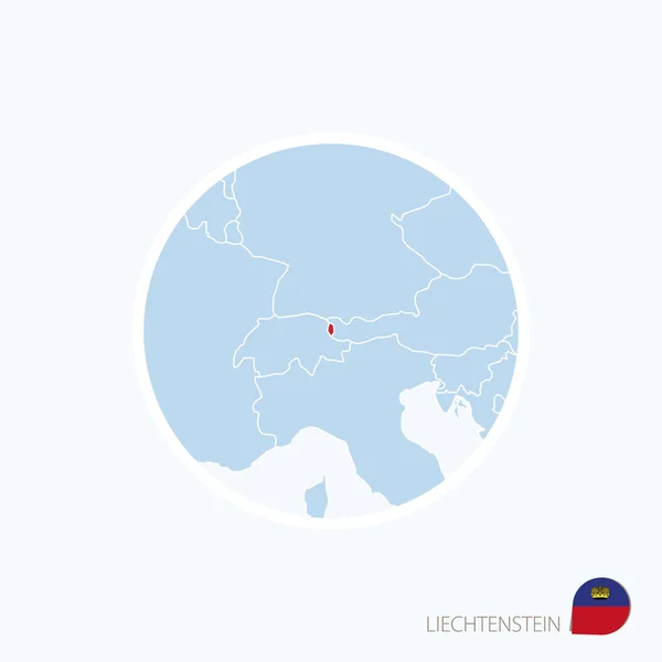 Mappa icona del Liechtenstein. Mappa blu dell'Europa con evidenziato Liechtenstein — Vettoriale Stock