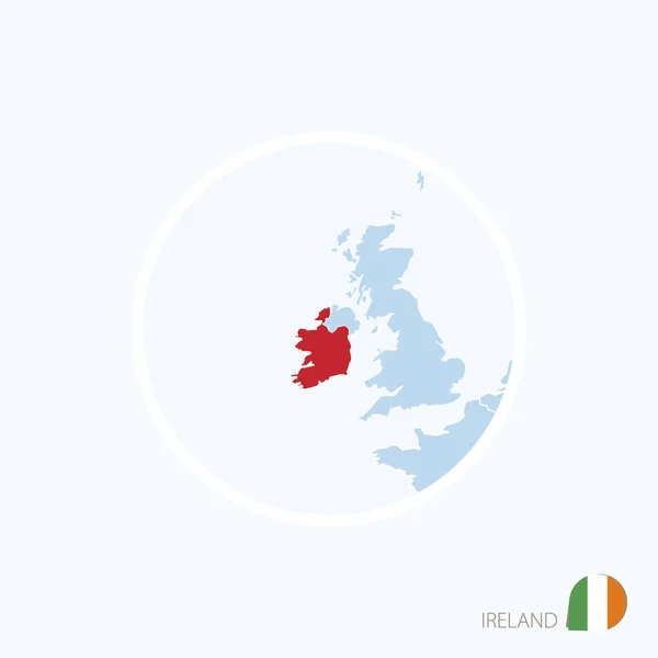 Mapa ícone da República da Irlanda. Mapa azul da Europa com destaque Irlanda — Vetor de Stock