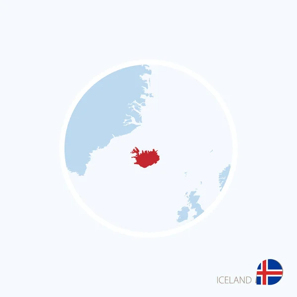 Izland megjelenítése ikonra. A kijelölt Izland Európa kék térképén — Stock Vector