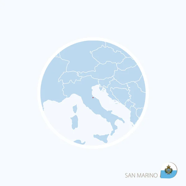 Karte Symbol von San Marino. blaue Europakarte mit hervorgehobenem San Marino — Stockvektor