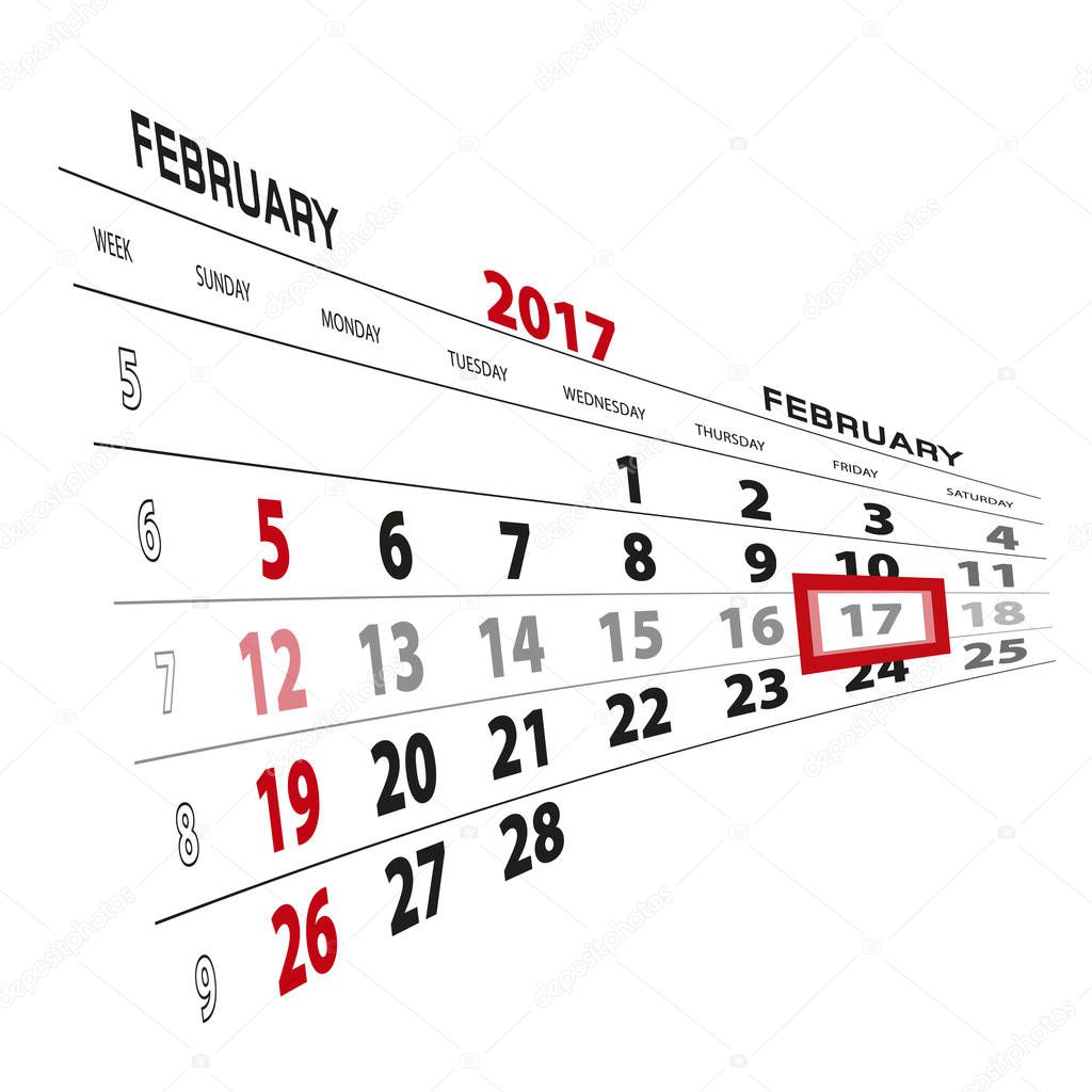 February 17, highlighted on 2017 calendar.
