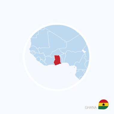 Gana harita simgesi. Mavi ile vurgulanan Gana Afrika Haritası
