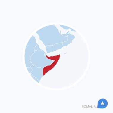Harita simgesi Somali. Mavi Afrika ile vurgulanan Somali Haritası