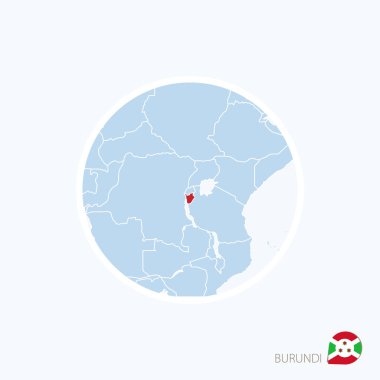 Burundi harita simgesi. Mavi Afrika ile vurgulanan Burundi Haritası