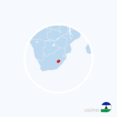 Lesotho harita simgesi. Mavi Güney Afrika ile vurgulanan Lesoto Haritası