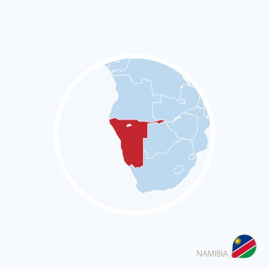 Namibya harita simgesi. Mavi ile vurgulanan Namibya Güney Afrika Haritası 