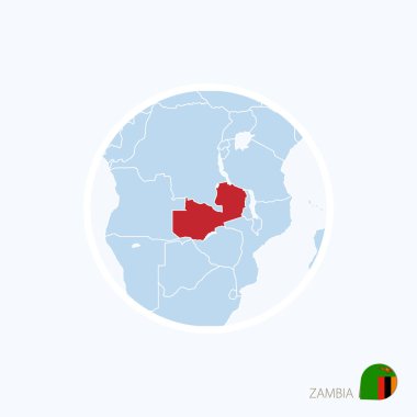 Harita simgesi Zambiya. Mavi ile vurgulanan Zambiya Afrika Haritası