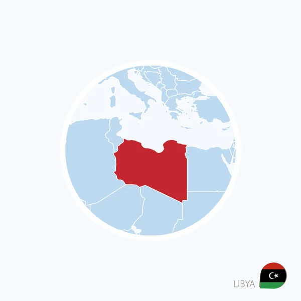 Mappa icona della Libia. Mappa blu dell'Europa con evidenziata la Libia — Vettoriale Stock