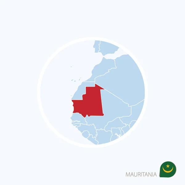 Icône de carte de Mauritanie. Carte bleue de l'Europe avec la Mauritanie en évidence — Image vectorielle