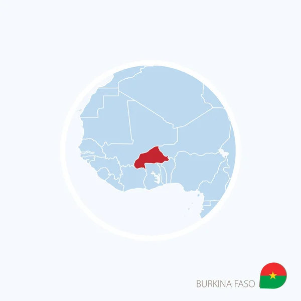 Icône de carte du Burkina Faso. Carte bleue de l'Afrique de l'Ouest avec le Burkina Faso mis en évidence — Image vectorielle