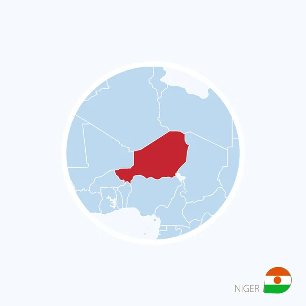 Mapa icono de Níger. Mapa azul de África con Níger resaltado — Vector de stock