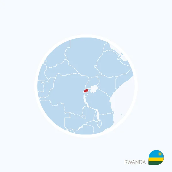 Εικονίδιο χάρτη της Ρουάντα. Μπλε Χάρτης Αφρικών με επισημασμένο Ρουάντα — Διανυσματικό Αρχείο