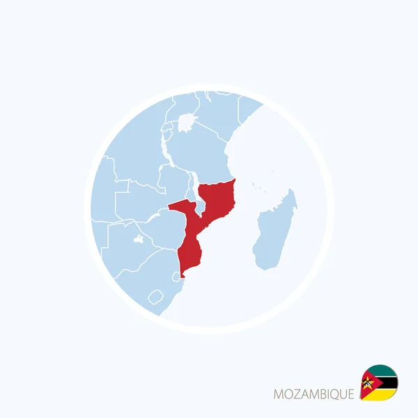 Kartikon av Mocambique. Blå karta över Afrika med markerade Moçambique — Stock vektor