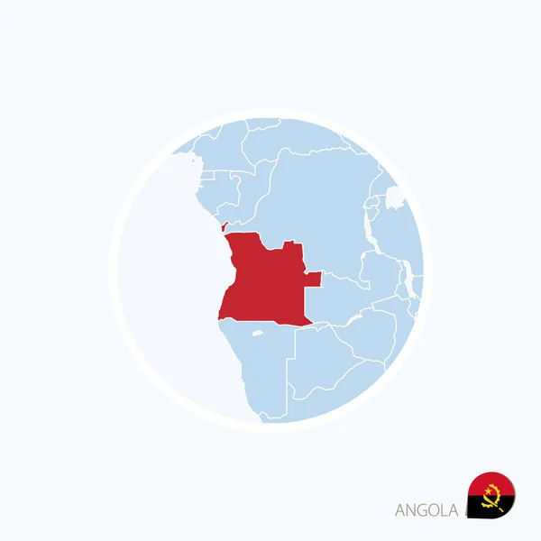 Karta-ikonen i Angola. Blå karta över Afrika med markerade Angola — Stock vektor