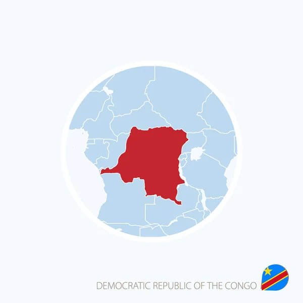 Mapa ícone da República Democrática do Congo. Azul mapa de África Central —  Vetores de Stock