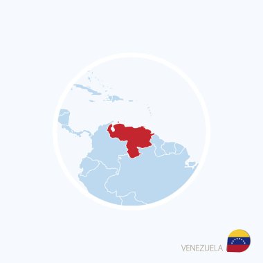 Harita simgesi Venezuela. Mavi vurgulanan Venezuela ile Güney Amerika Haritası