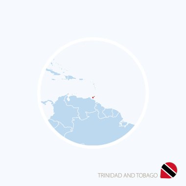 Trinidad ve Tobago harita simgesi. Mavi Caribbean ile vurgulanan Trinidad ve Tobago Haritası