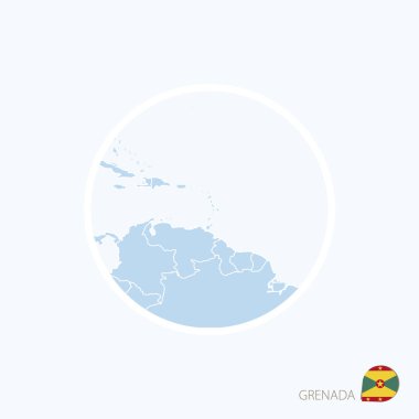 Grenada harita simgesi. Mavi Amerika ile vurgulanan Grenada Haritası
