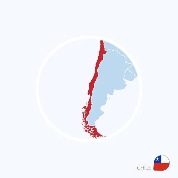 Mapa icono de Chile. Mapa azul de Europa con Chile resaltado — Vector de stock