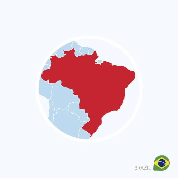 Ícone de mapa do Brasil. Mapa azul da Europa com destaque para o Brasil — Vetor de Stock