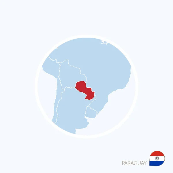 Landkarte von Paraguay. Blaue Karte von Amerika mit hervorgehobenem Paraguay — Stockvektor
