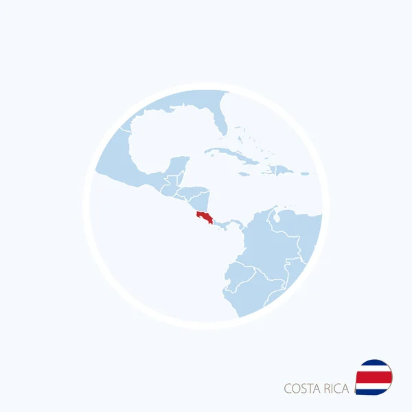 Mapa icono de Costa Rica. Mapa azul de Centroamérica con Costa Rica resaltada — Archivo Imágenes Vectoriales