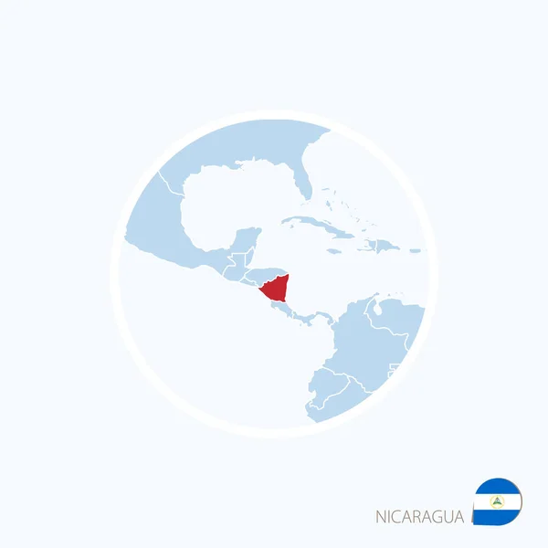 Mapa ícone da Nicarágua. Mapa azul da América Central com destaque Nicarágua —  Vetores de Stock