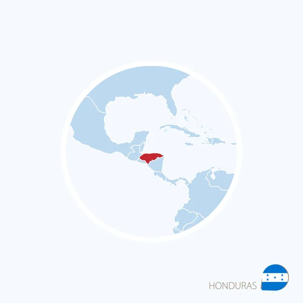 Het pictogram van de map van Honduras. Blauwe kaart van Midden-Amerika met gemarkeerde Honduras — Stockvector