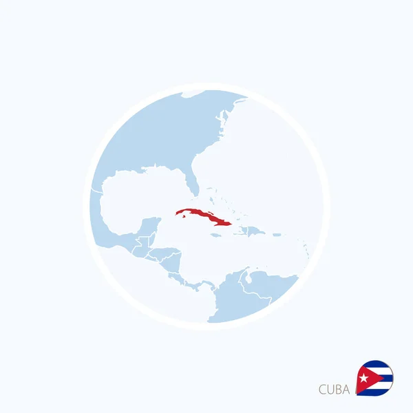 Icône de carte de Cuba. Carte bleue des Caraïbes avec Cuba surlignée — Image vectorielle