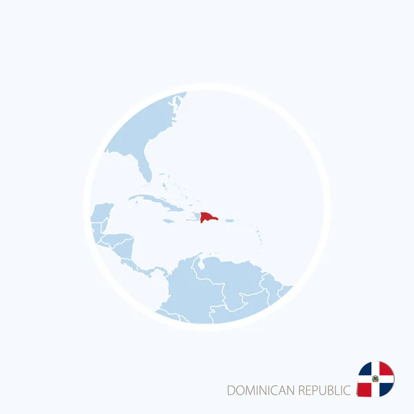 Mapa icono de República Dominicana. Mapa azul del Caribe con República Dominicana resaltada — Archivo Imágenes Vectoriales
