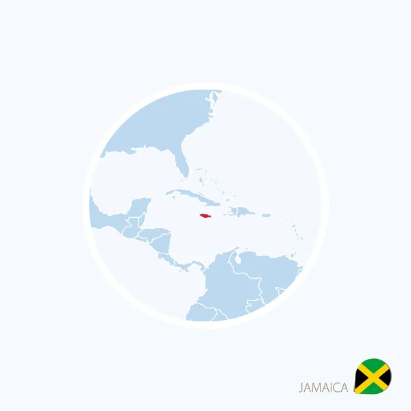 ジャマイカの地図アイコン。強調表示されたジャマイカとアメリカの青い地図 — ストックベクタ
