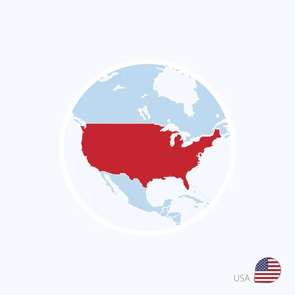Icône de carte des USA. Carte bleue de l'Amérique du Nord avec les États-Unis d'Amérique mis en évidence — Image vectorielle